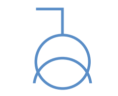 Symbol elektryczny gniazdo z transformatorem separacyjnym, np. gniazdo do golarki